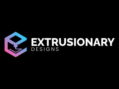 Extrusionary Designs logo, a custom 3D printing, scanning, and vinyl cutting workshop